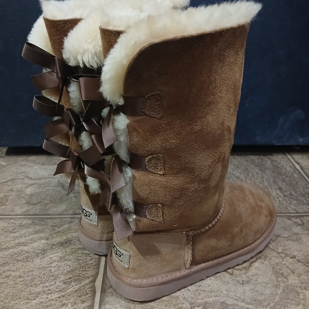 UGG Classic Bailey Bow Shearling-Lined Mid-Calf Boot - Chestnut